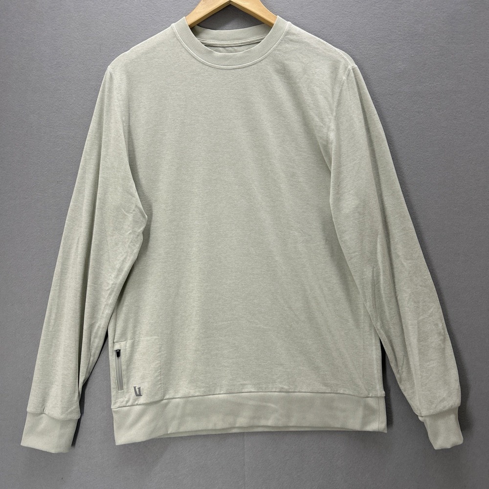 Vuori Mens Ponto Performance Crew Pullover Beige Soft Athletic Pocket Medium